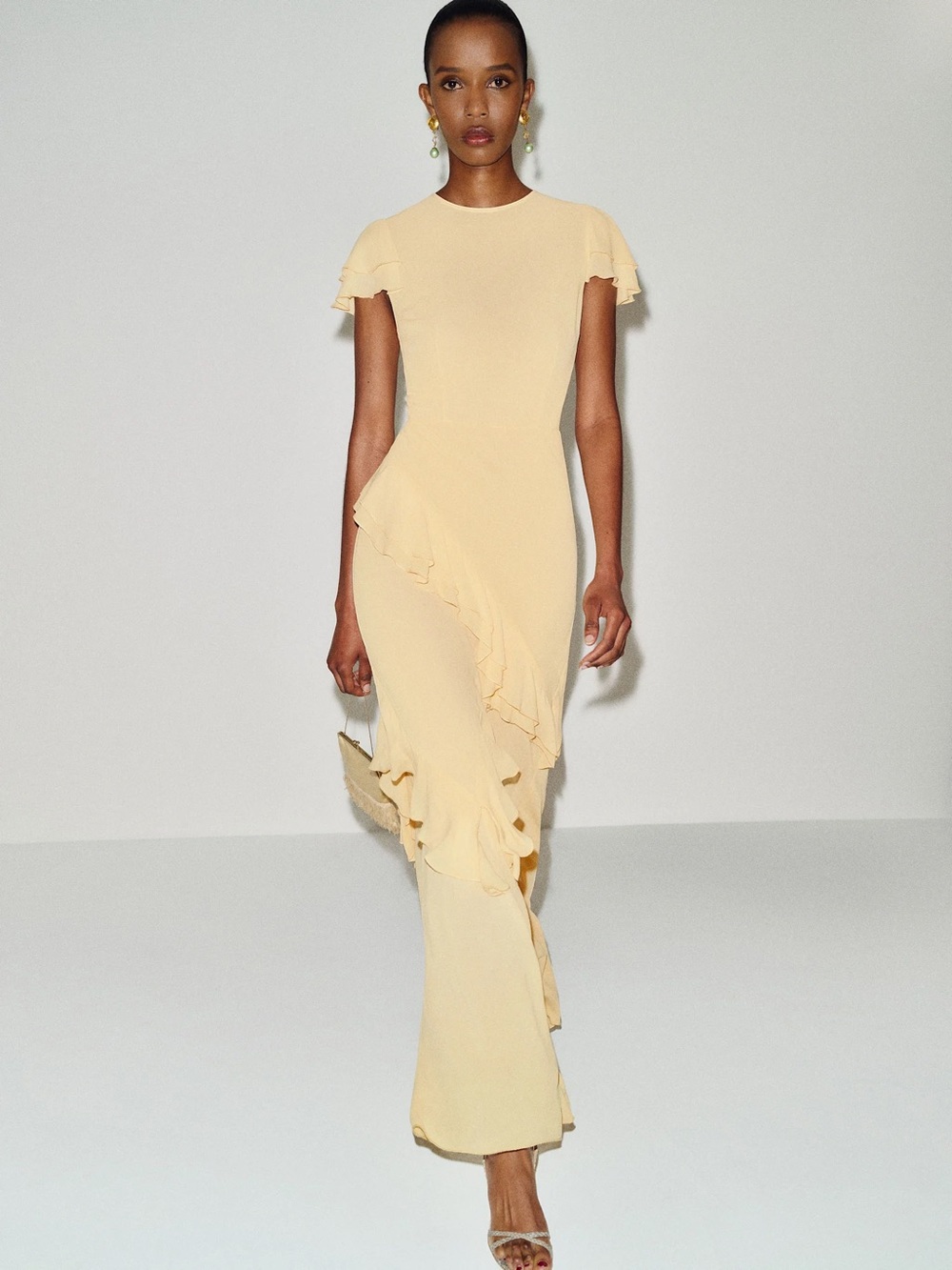 Reformation Pale Yellow Camila Maxi Dress